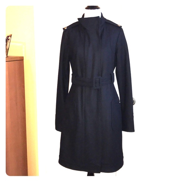 Jack BB Dakota Black Wool Trench Coat. Size Medium - Picture 1 of 8